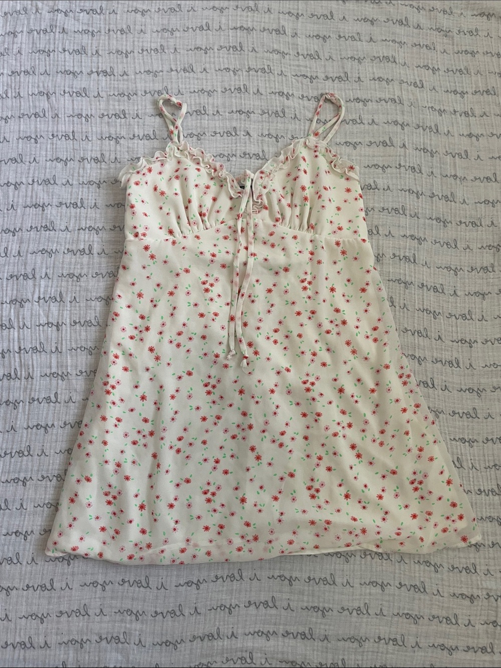 Cream Flowy Mini Dress with Pink Floral Ditsy Print